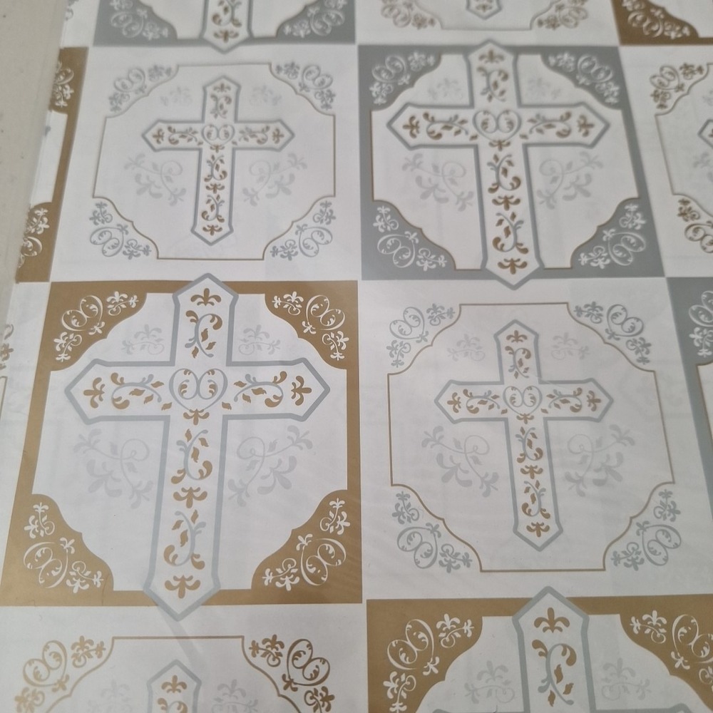 Vintage NEW Inspirational Cross Gift Wrapping Paper Made In USA - Picture 3 of 8